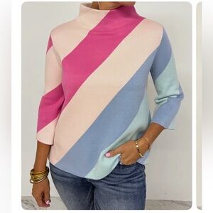 Shop Chartreuse Roxy Rainbow Stripe Sweater